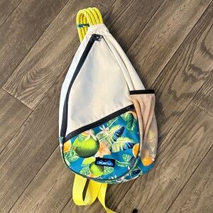Kavu Cream and Blue Tropical Sling Bag